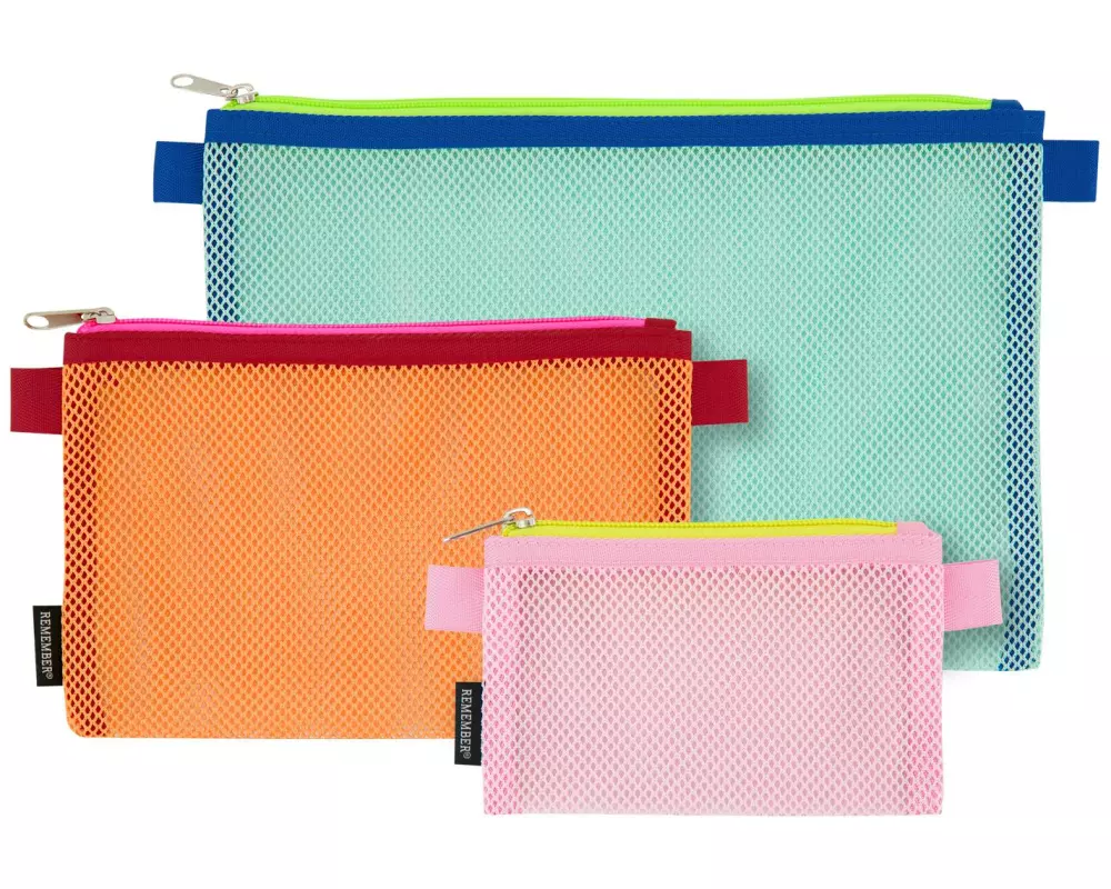 Remember Necessaire Mesh Bag Set Alice 3-er Set, Mehrfarbig