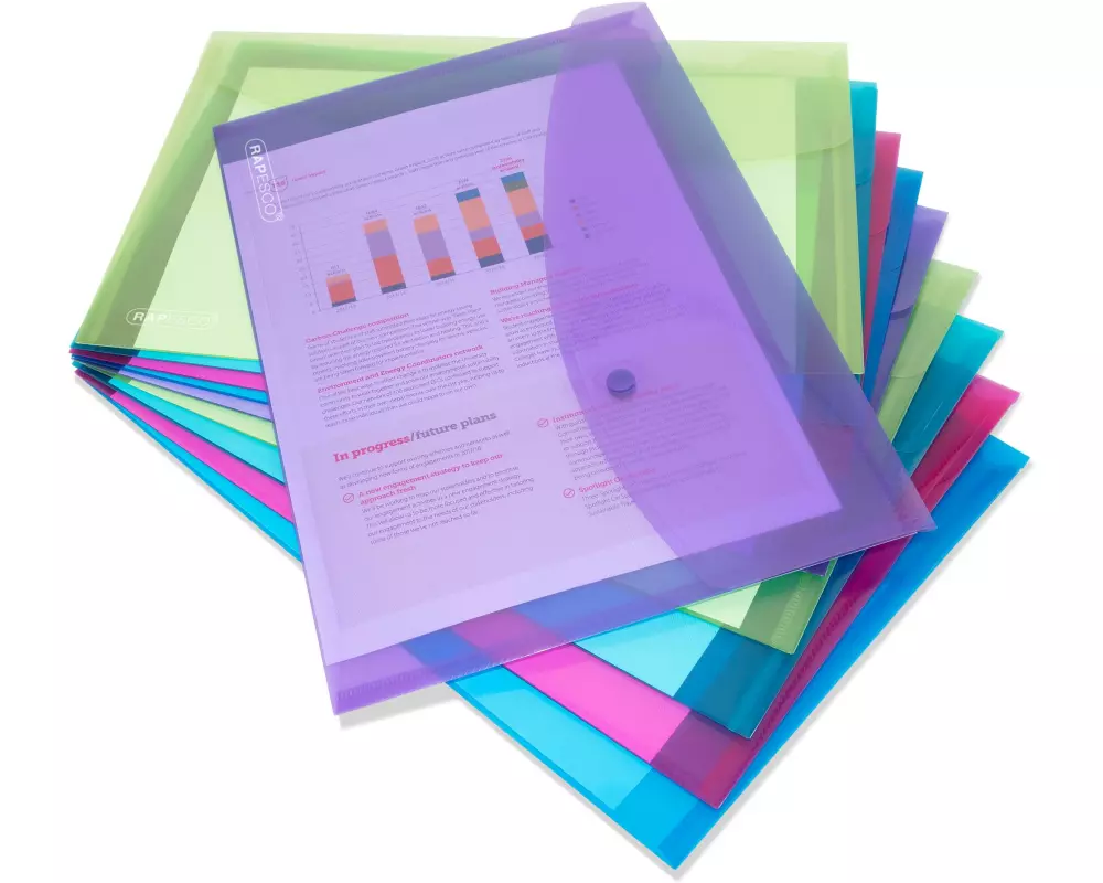 Rapesco Dokumentenmappe A4+, assortierte Farben, 10 Stück