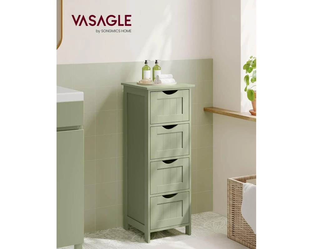 VASAGLE Kommode Landhausstil 30 x 82 cm, Grün
