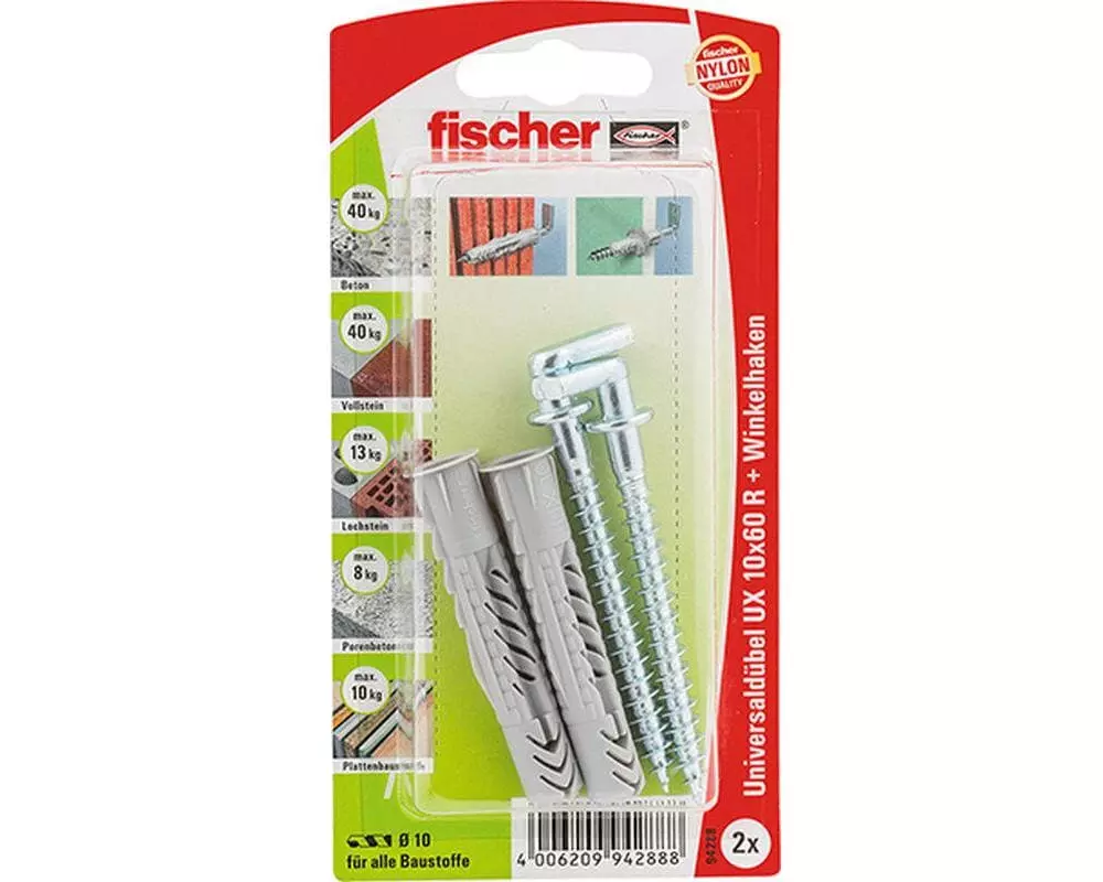 Fischer Universaldübel UX 10 x 60 WH, 2 Stück
