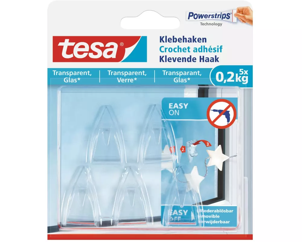 tesa Klebehaken 0,2 kg für transparente Flächen