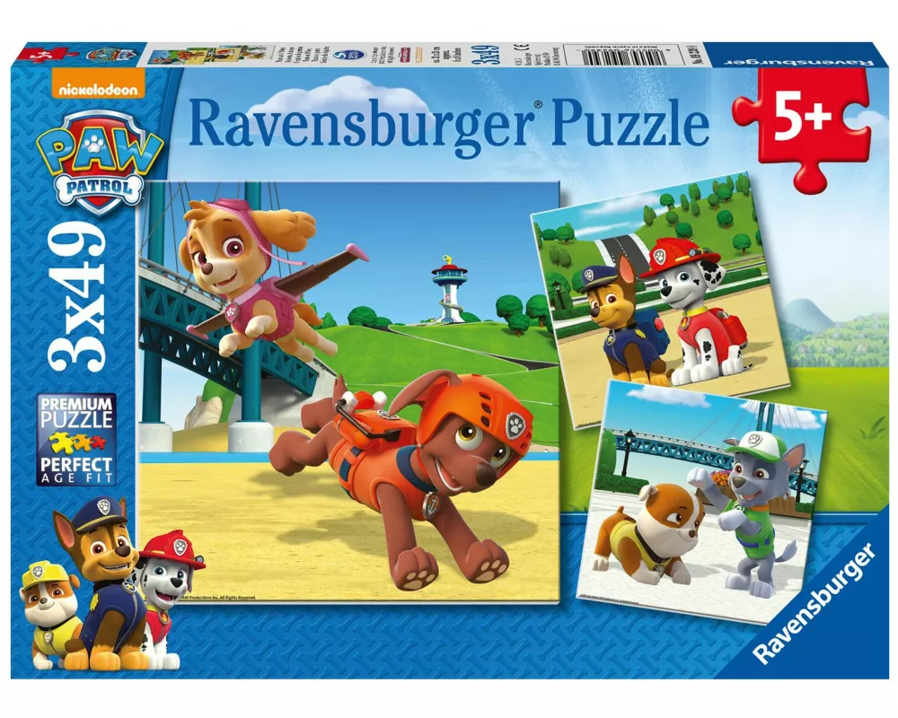 Kinderpuzzle 3x49 Teile - Paw Patrol - Team auf 4 Pfoten