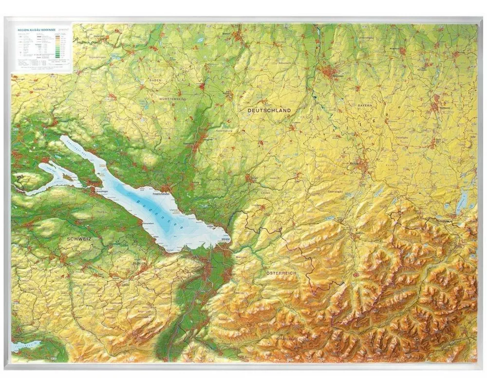 Relief Allgäu Bodensee 1:200.000 (ohne Rahmen)