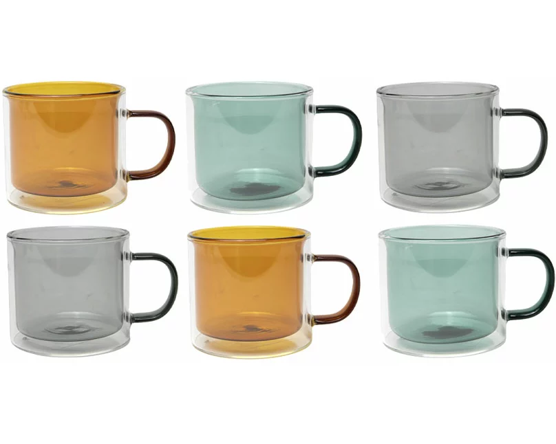 Tavola farbiger Doppelglasbecher mit Henkel 240ml 6 Stk.
