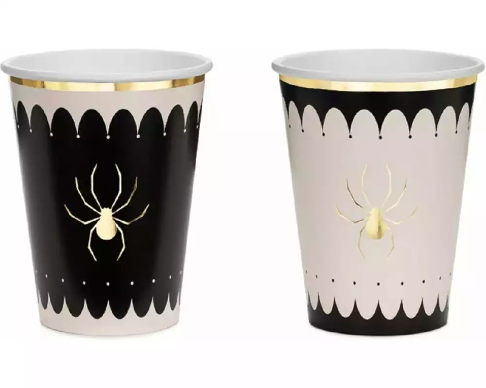 Partydeco Einweggeschirr Becher Spinnen 400 ml, 6 Stück