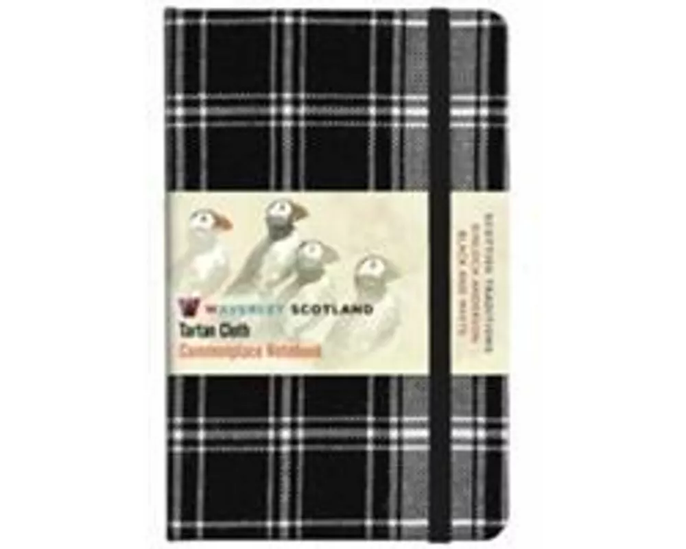 Waverley S.T. (M): Black & White Pocket Genuine Tartan Cloth Commonplace Notebook