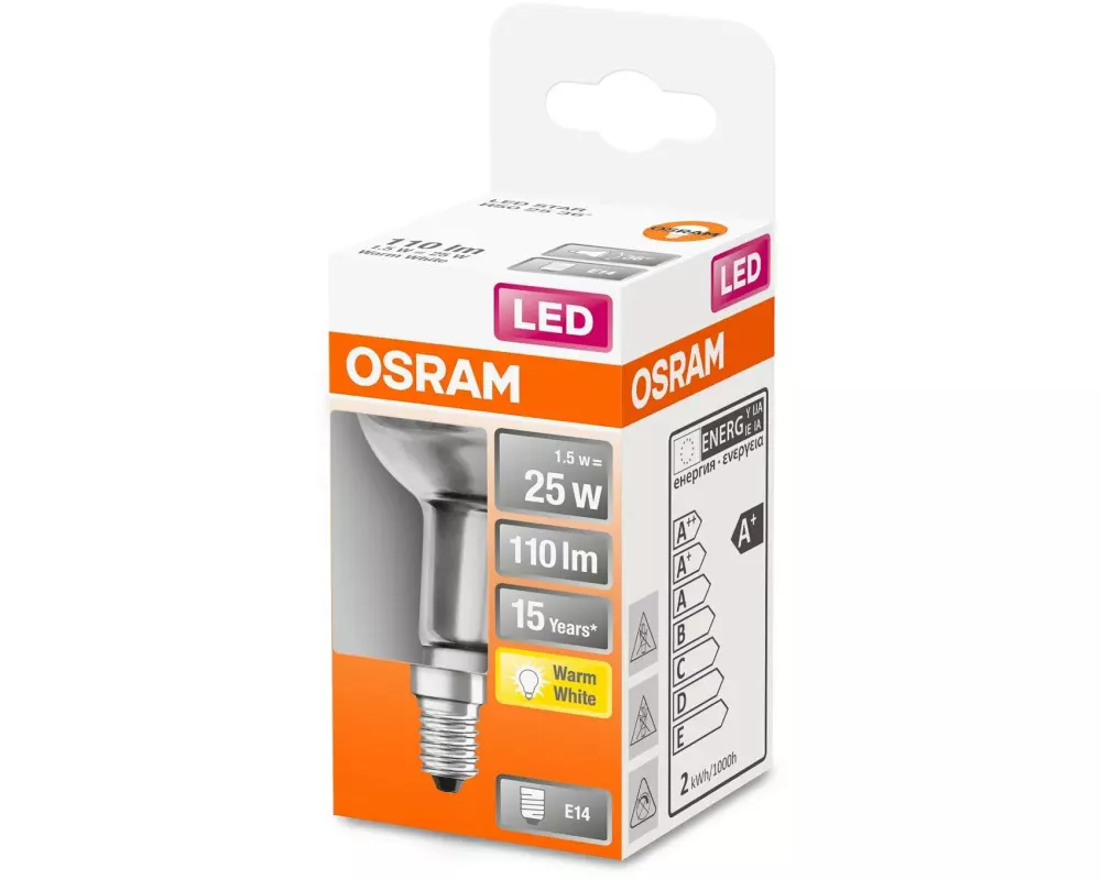 OSRAM Lampe Star R50, 1.5W, E14 Warmweiss (WW)