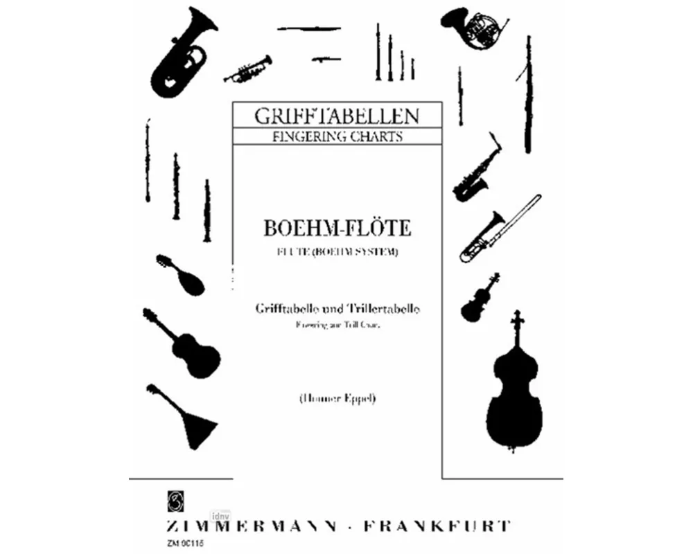 Grifftabelle für Boehmflöte mit Trillertabelle