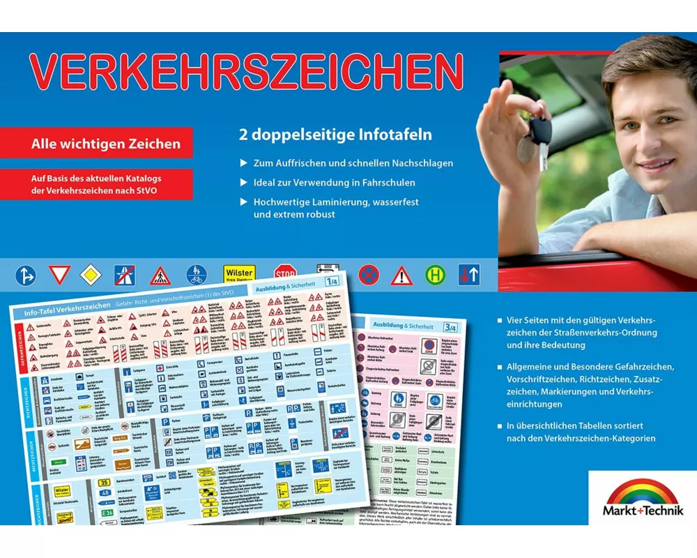 Verkehrszeichen - Aktuelle Übersicht für den Führerschein der wichtigsten Verkehrszeichen, Gefahrenzeichen etc. im Straßenverkehr - ideal zur theoreti
