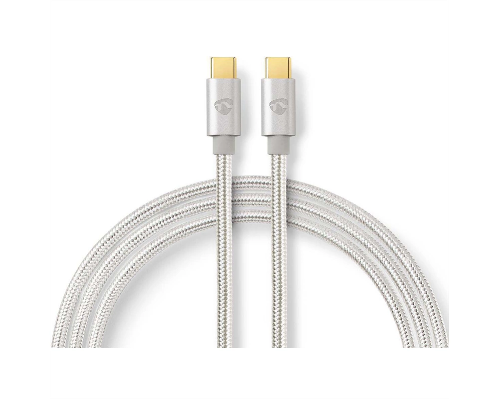 Nedis USB 2.0 Kabel, Typ C-C, ST/ST, 100W, silber, 2m