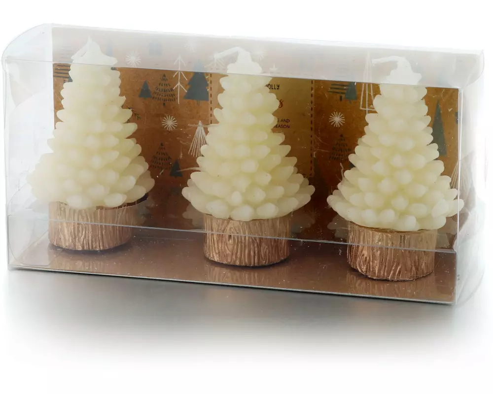 balthasar Weihnachtskerze Tannenbaum 3 Stück, Weiss
