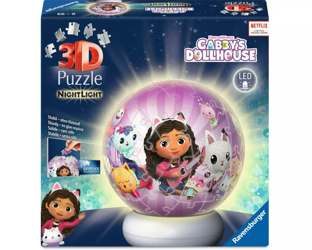 Ravensburger 3D Puzzle-Ball Nachtlicht Gabby's Dollhouse 72 Teile