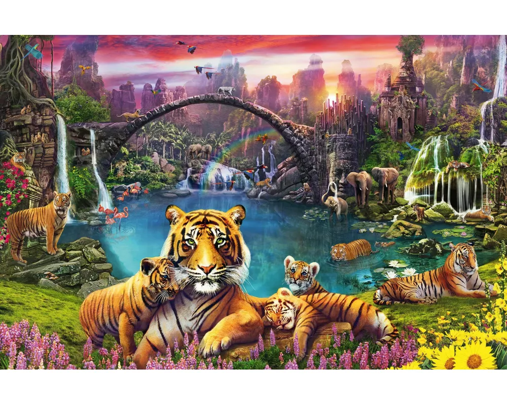 Erwachsenenpuzzle 3000 Teile - Tiger in paradiesischer Lagune