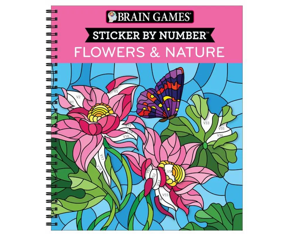 Brain Games - Sticker by Number: Flowers & Nature (28 Images to Sticker)