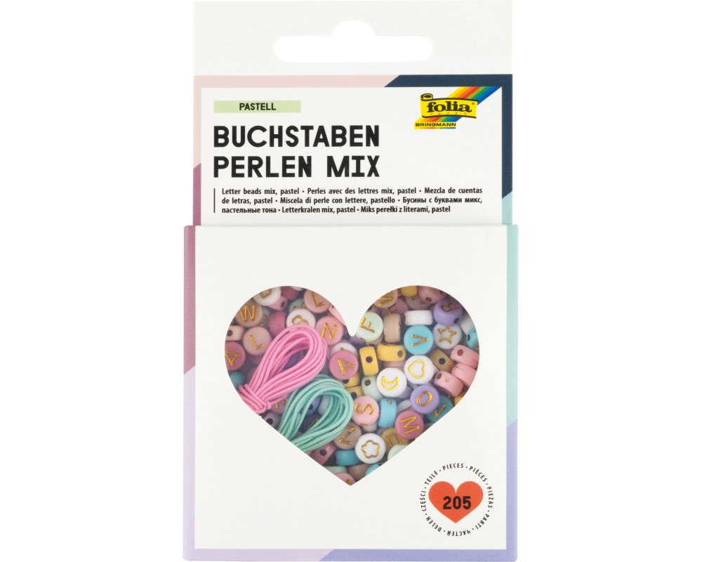 FOLIA Perlen Mix Buchstaben 32024 Pastell