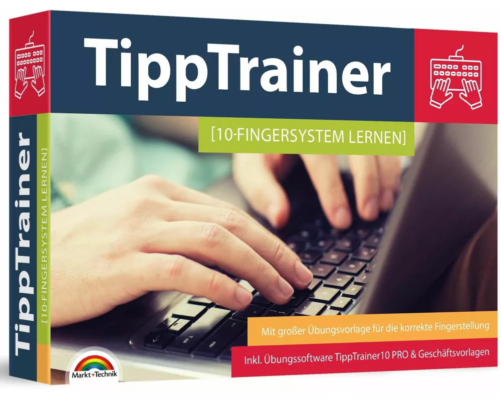 10 Finger Tippen für zu Hause am PC lernen - blind jedes Wort finden - Maschinenschreiben inkl. Tipp Trainer Software für den PC