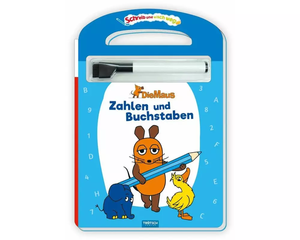 Trötsch Die Maus Schreib und wisch weg Pappenbuch Zahlen und Buchstaben