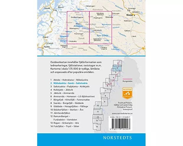 Nikkaluokta-Sarek-Saltoluokta 1:75 000