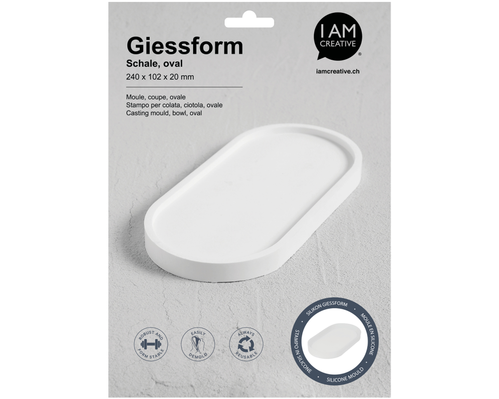 I AM CREATIVE Silikon Giessform 1704.11 grosse Schale oval