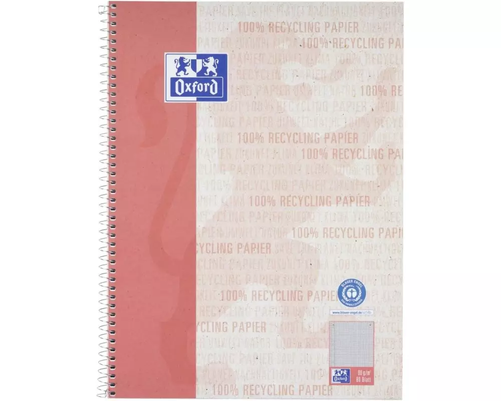 Oxford Notizbuch Collegeblock kariert, A4+, Rot