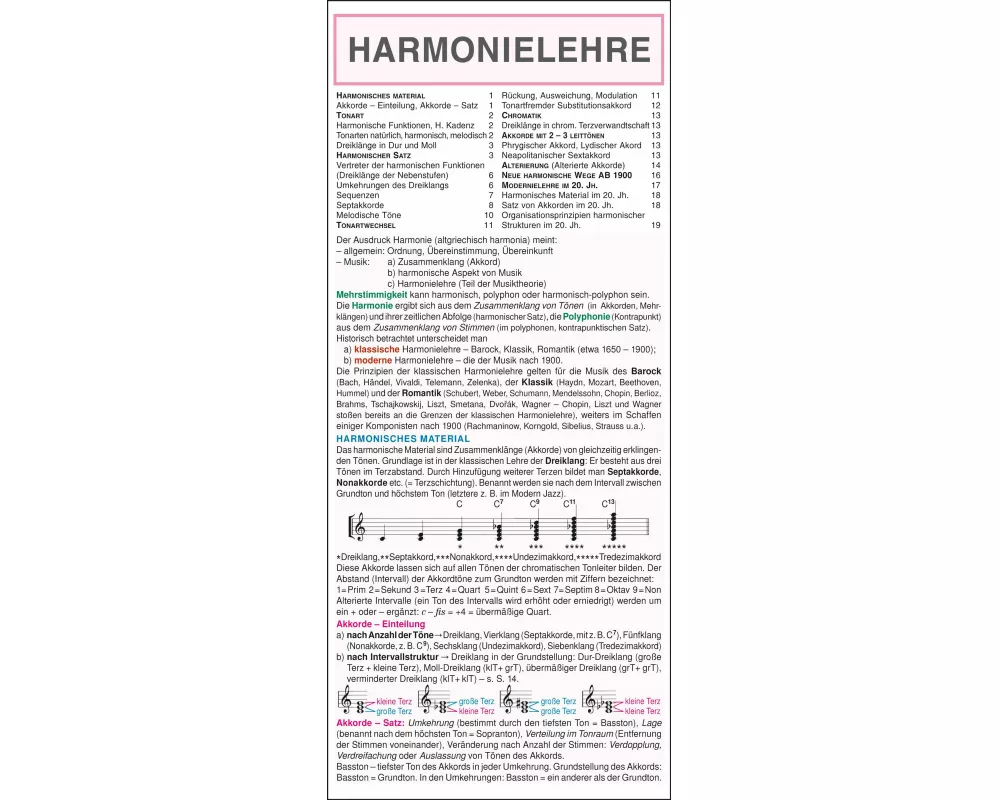 Leporello: Harmonielehre – Die komplette Theorie im Überblick