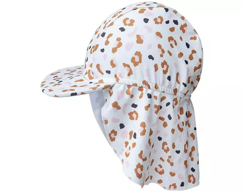 Swim Essentials Sonnenhut mit Nackenschutz Kaki Leopard Gr. 44/46