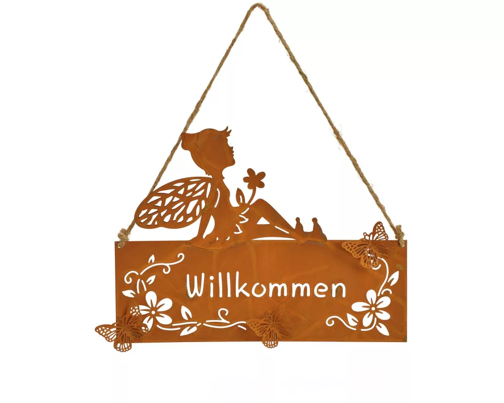 G. Wurm Hängedekoration Willkommen 27 x 19 cm