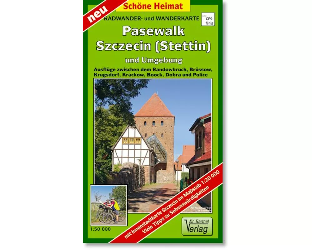 Pasewalk, Szczecin (Stettin) und Umgebung Radwander- und Wanderkarte 1 : 50 000