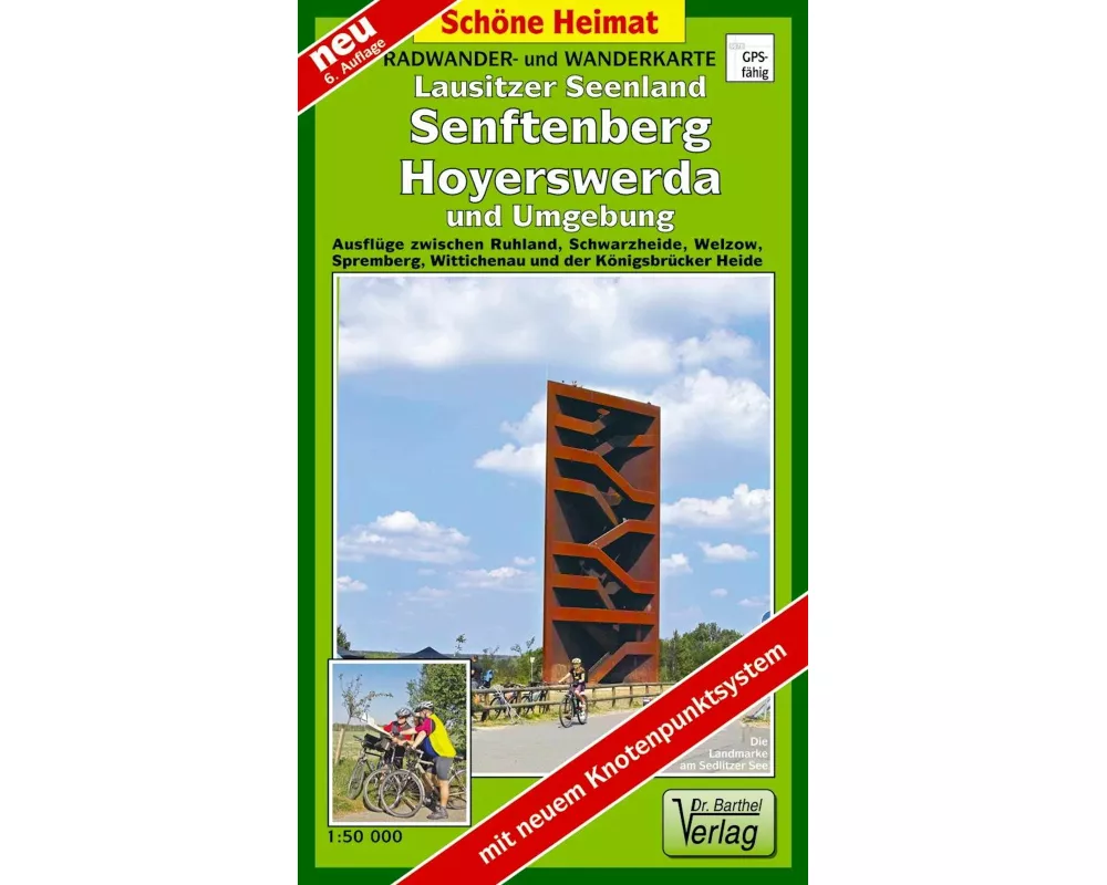 Radwander- und Wanderkarte Lausitzer Seenland, Senftenberg, Hoyerswerda und Umgebung 1 : 50 000