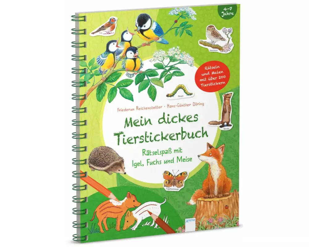 Mein dickes Tierstickerbuch. Rätselspaß mit Igel, Fuchs und Meise