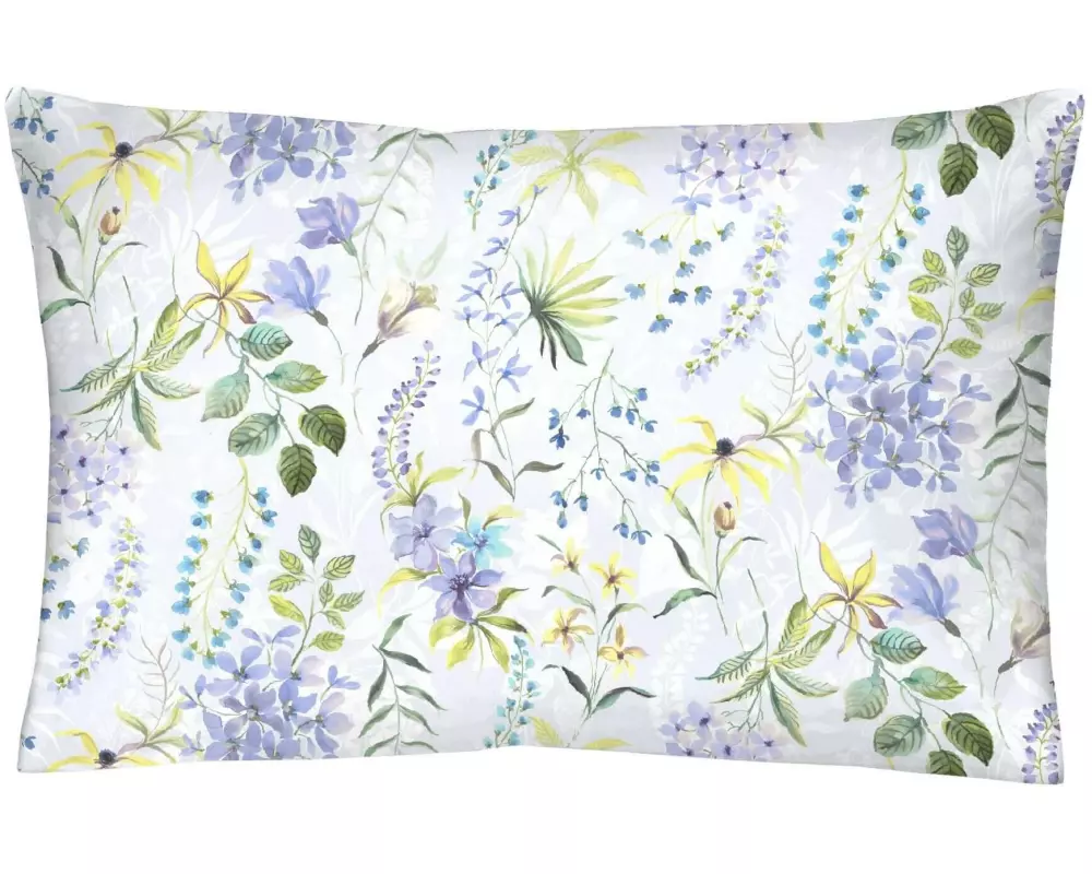 Home Fashion Kopfkissenbezug Satin Blüten Mehrfarbig, 50 x 70 cm