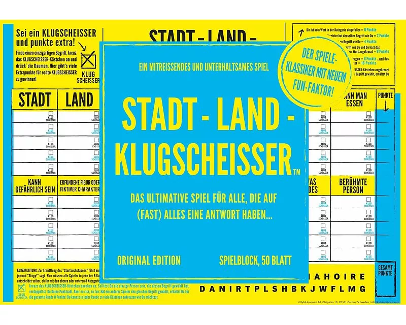 Stadt-Land-Klugscheisser - Spielblock
