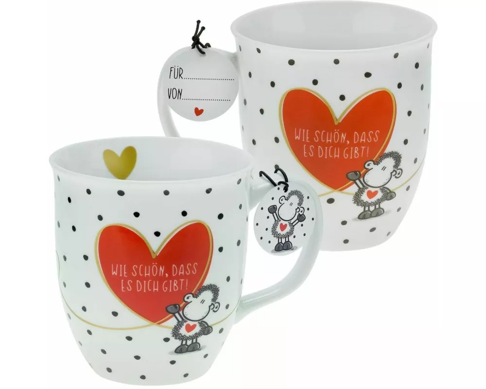 Sheepworld 46218 Tasse mit Motivdruck:"Wie schön, dass es dich gibt!", mit Geschenktag