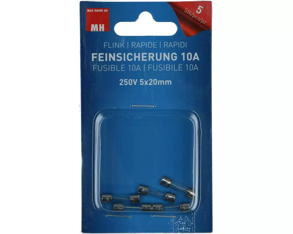 Max Hauri Schmelzsicherung 5 x 20 mm Flink 10 A, 5 Stück