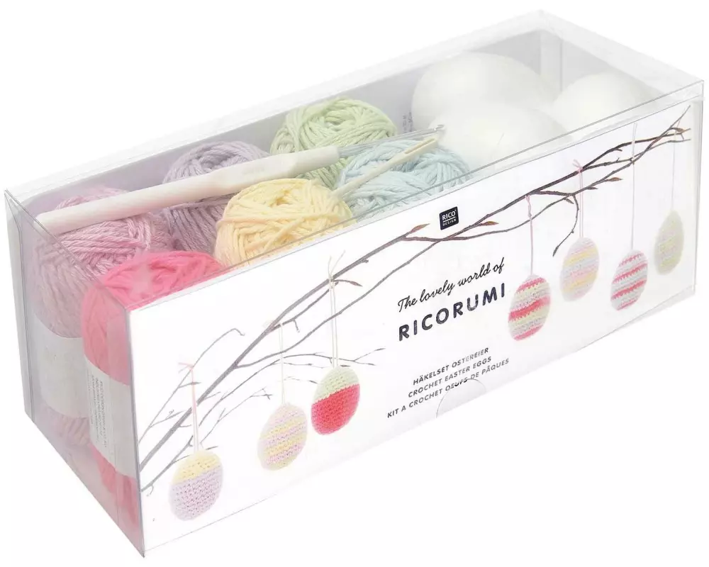 Rico Design Osterbastelset Häkeln Ricorumi Ostereier, Pastell