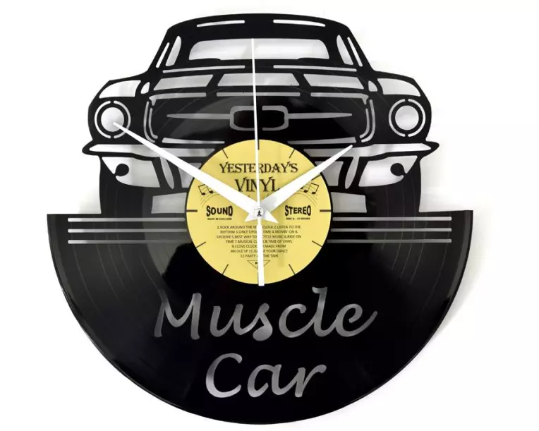 Yesterday's Vinyl Wanduhr Muscle Car Ø 30 cm, Gold/Schwarz