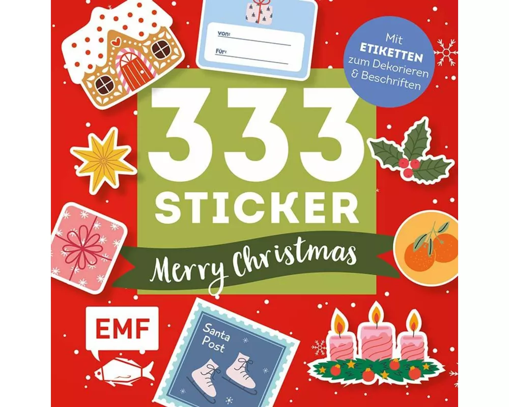 333 Sticker – Merry Christmas: Geschenk-Etiketten und Aufkleber mit beschreibbarer Oberfläche