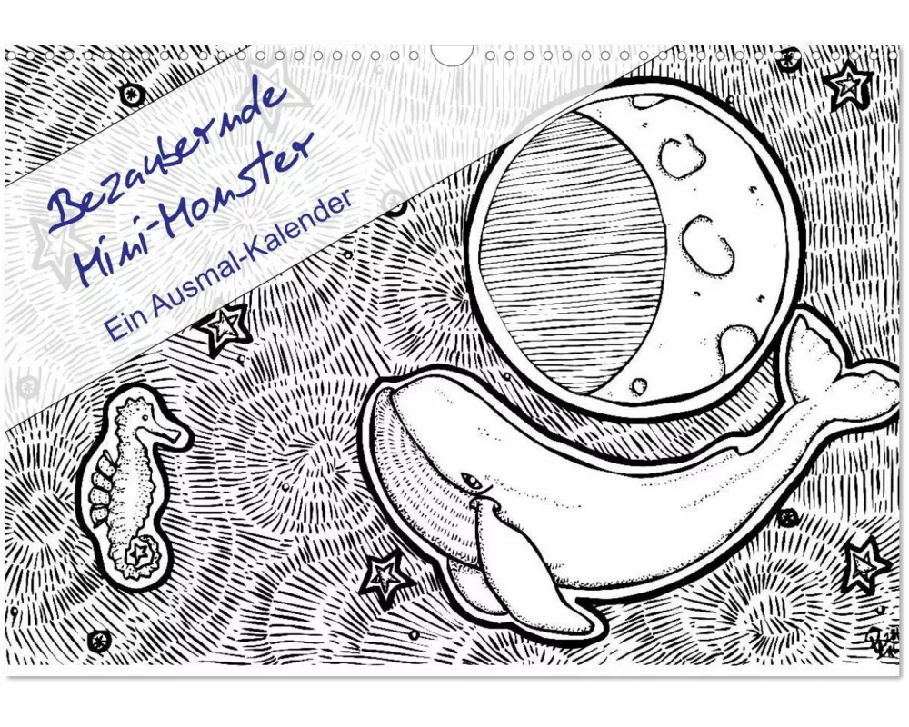Bezaubernde Mini-Monster - Ein Ausmal-Kalender (Wandkalender 2026 DIN A3 quer), CALVENDO Monatskalender