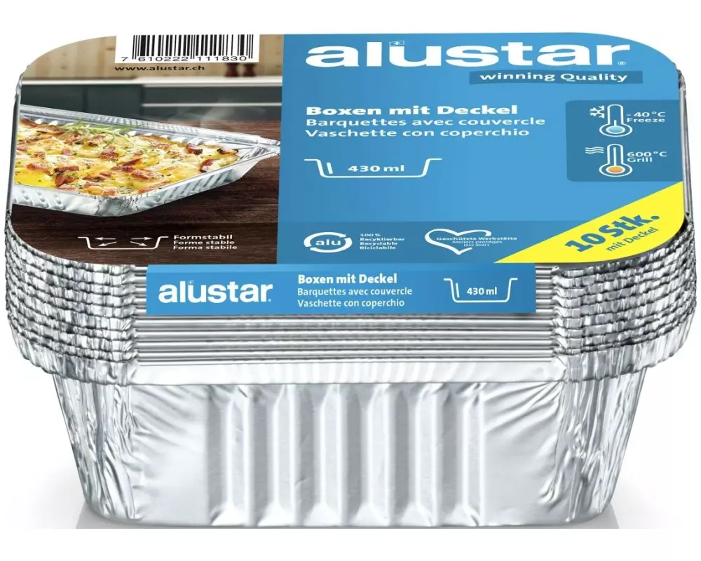 Alustar Grillschale mit Deckel 14.6 x 12.1 x 4 cm, 10 Stück