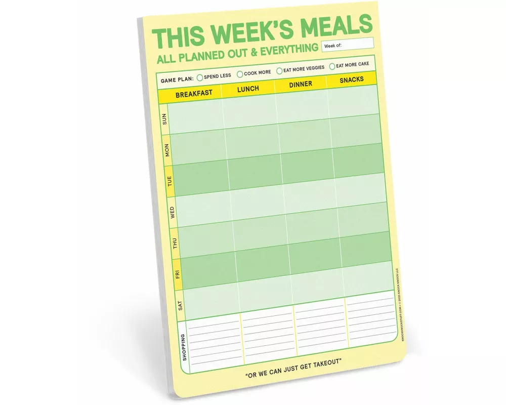 This Week's Meals Big & Sticky Notepad - Sticky Meal Planner Pad (40 Sheets, 9.75 x 7-inches)