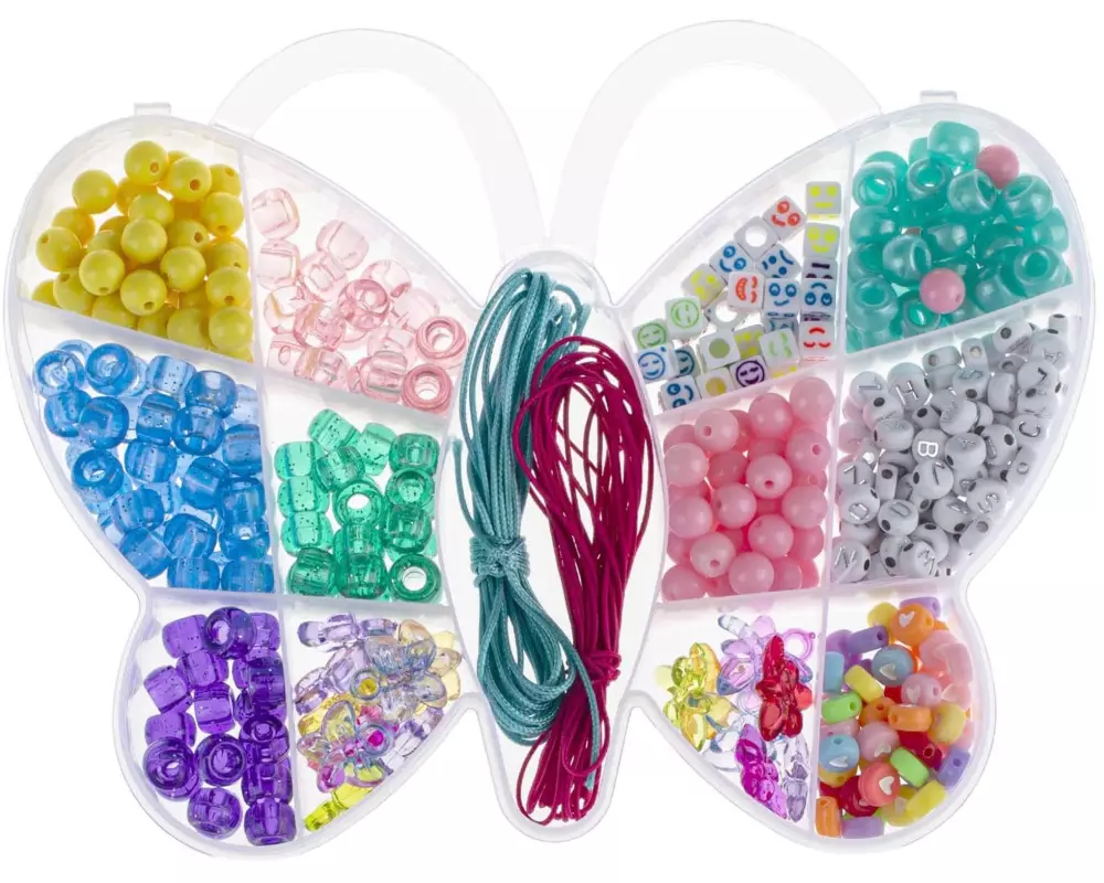 Glorex Perlen-Set Schmetterling Kunststoff, ca. 510 Stk, Mehrfarbig