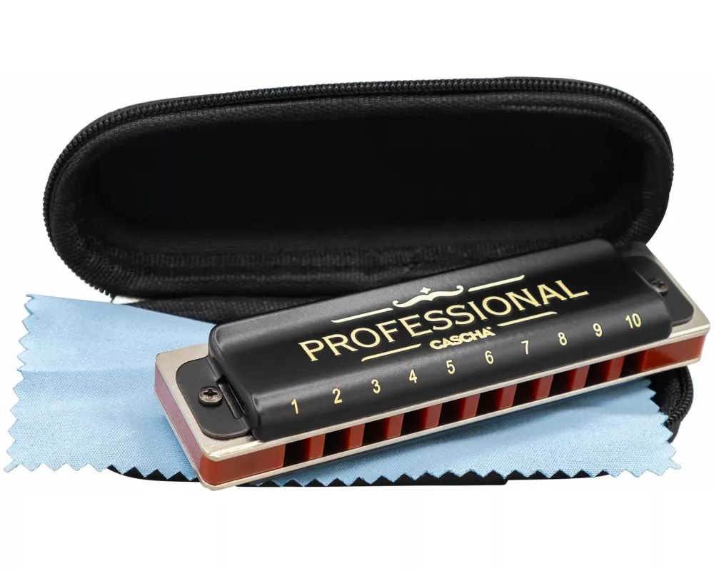 Professional Blues Harmonica in A (incl. case and cleaning cloth)