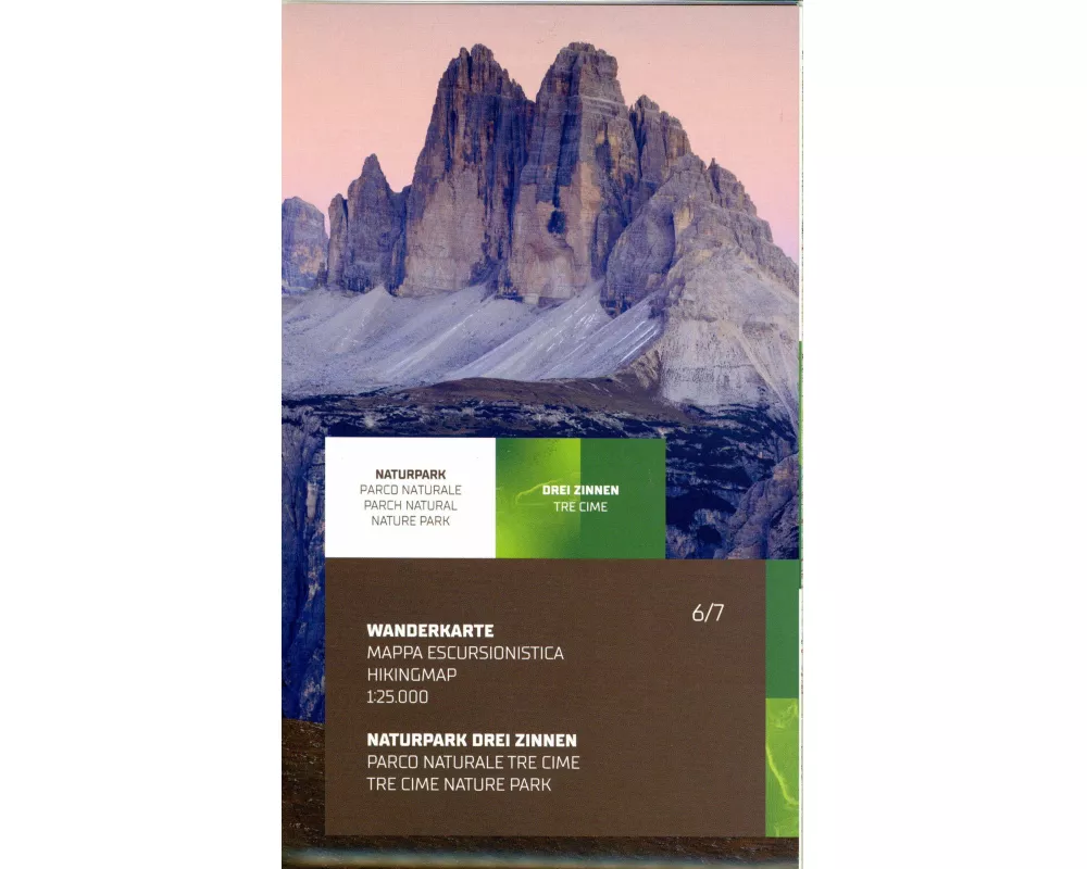 Parco naturale Tre Cime. Carta topografica per escursionisti in scala 1:25.000. Ediz. italiana, inglese, francese e tedesca