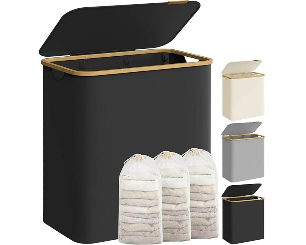 Songmics Wäschekorb 150 l, Schwarz