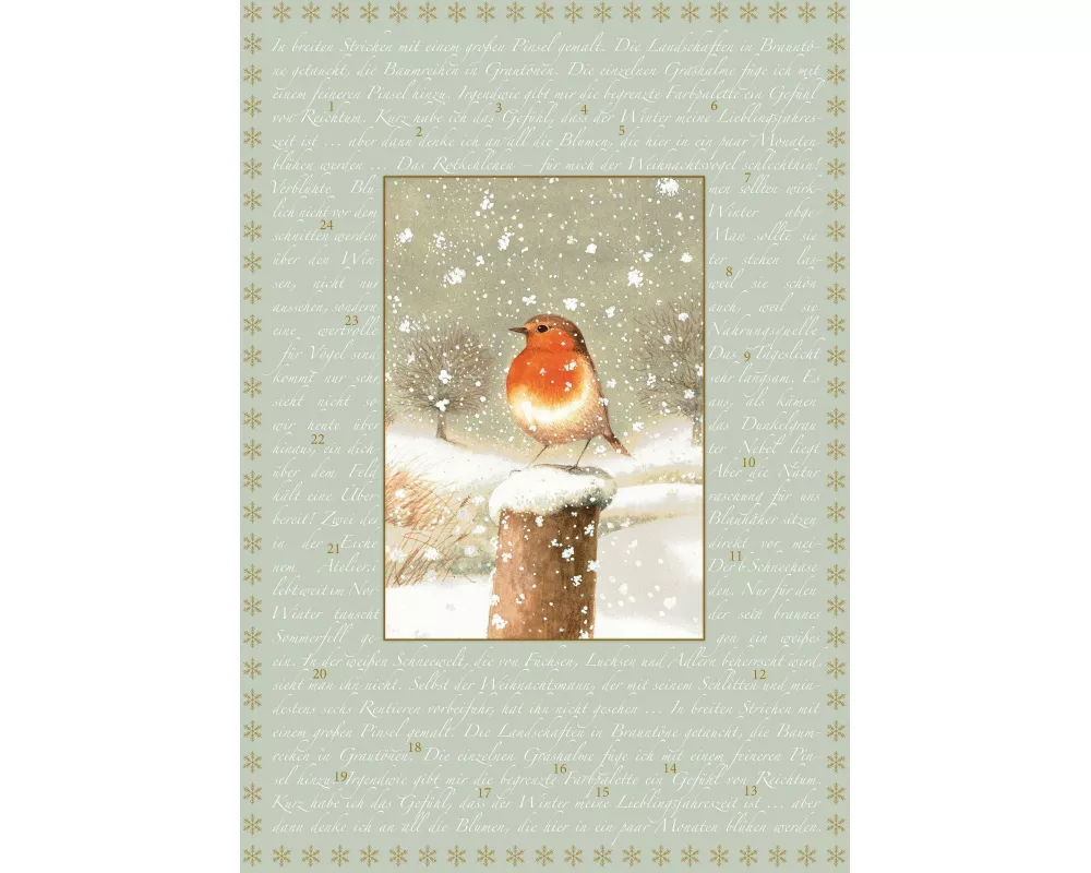 A4-Wand-Adventskalender – Marjoleins Rotkehlchen