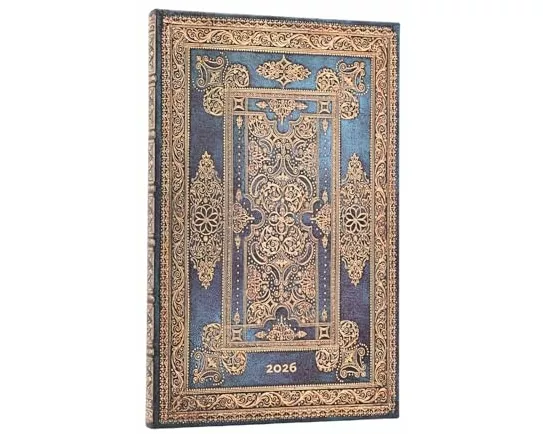 2026 Blue Luxe (Luxe Design) Maxi 12-month Horizontal Hardcover Flexi Dayplanner 2026 (Elastic Band Closure)