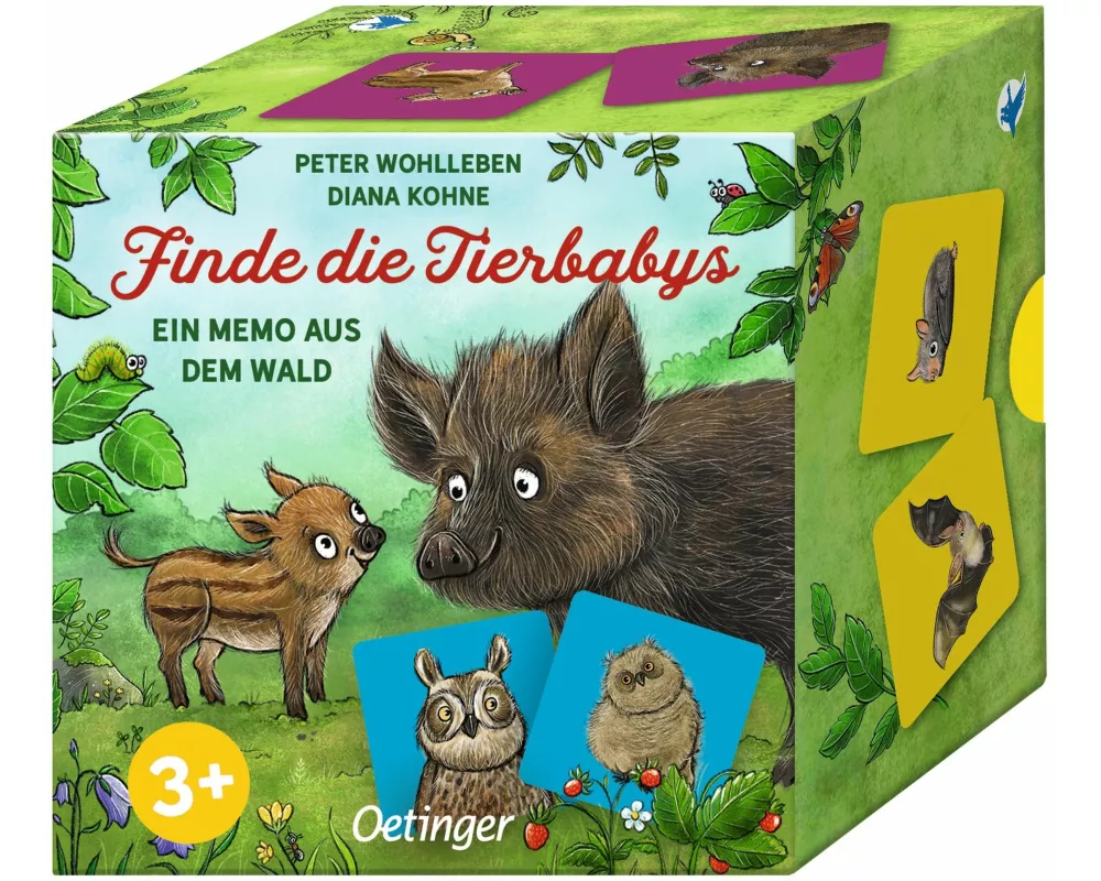 Finde die Tierbabys. Ein Memo aus dem Wald für Kinder ab 3 Jahren