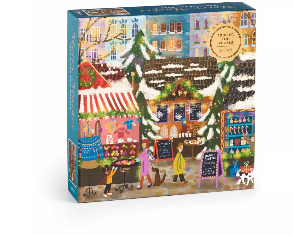 Joy Laforme Merry Market 1000 Piece Foil Puzzle in a Square Box