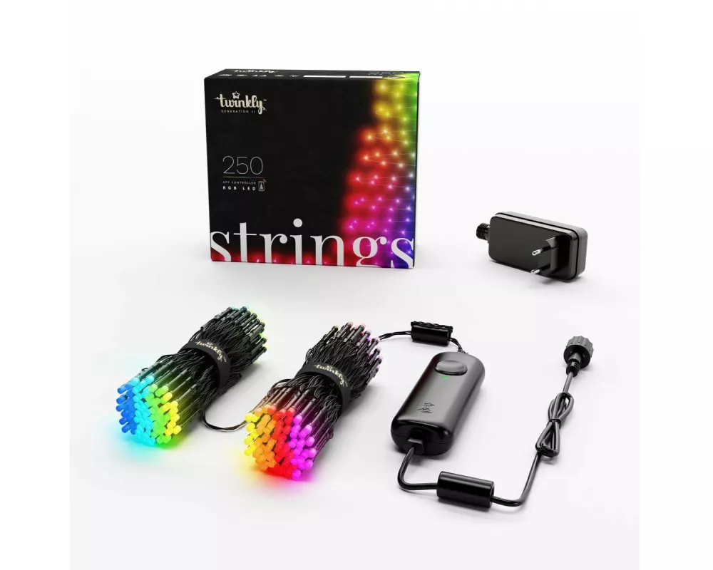 Twinkly LED-Lichterkette String, 250 LEDs, 20 m, RGBW, Schwarz