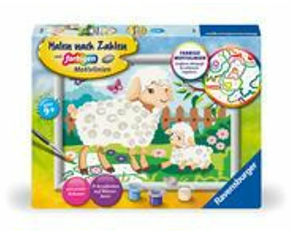 CreArt, Malen nach Zahlen Kinder - Schaf mit Lämmchen